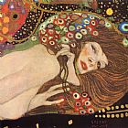 Gustav Klimt Canvas Paintings - Water Serpents II